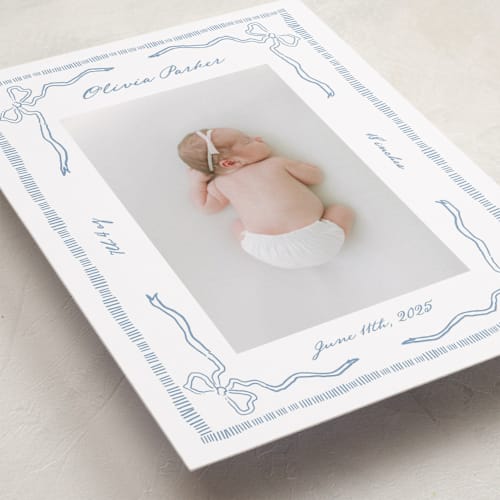 This is a sky birth announcements with standard by Jelena Vuletic called arabella printing on recycled smooth signature in standard