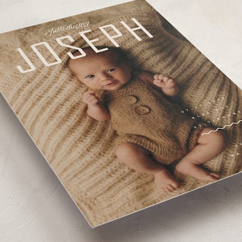 This is a cream birth announcements with standard by Vivian Yiwing called cover printing on smooth signature in standard