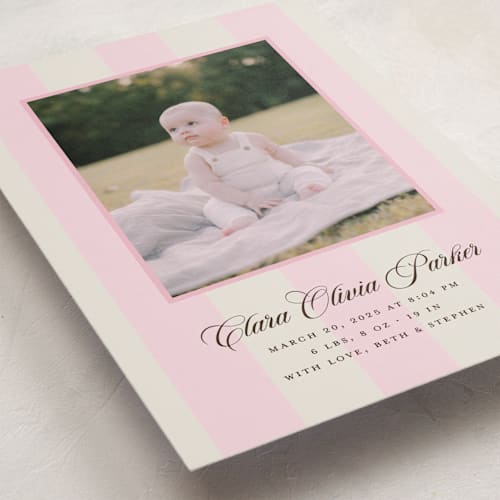 This is a fragola birth announcements with standard by Megan Davis called gelato printing on smooth signature in standard