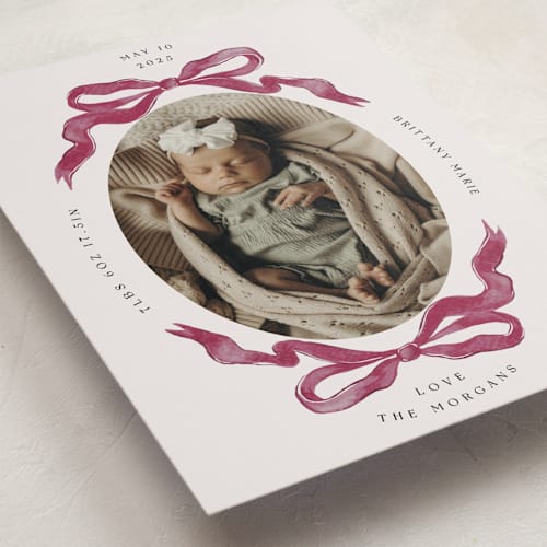 This is a berry birth announcements with standard by Pati Cascino called gibson printing on smooth signature in standard