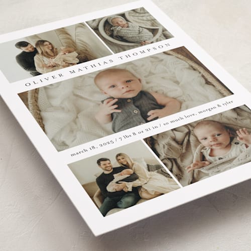 This is a cloud birth announcements with standard by Heather Schertzer called too cute printing on recycled smooth signature in standard