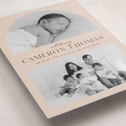 This is a sand birth announcements with standard by Ashley Iwafuchi called simply introducing printing on recycled smooth signature in standard