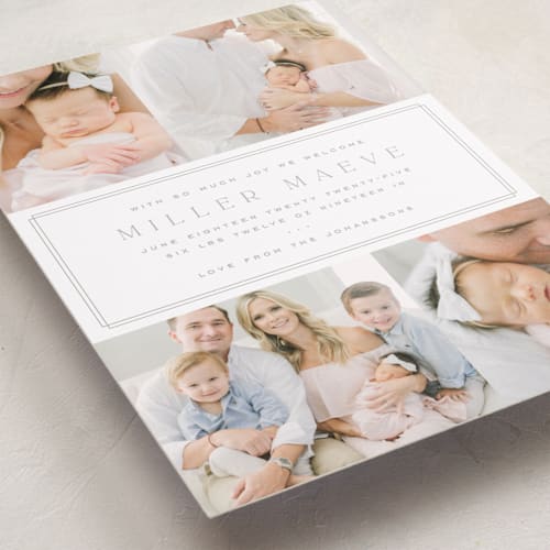 This is a latte birth announcements with standard by Kristie Kern called camden printing on smooth signature in standard