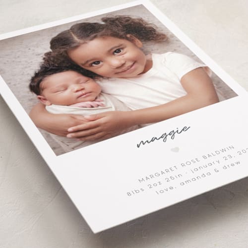 This is a spruce birth announcements with foil pressed by Emily Sabol Goss called simple signature printing on recycled smooth signature in standard