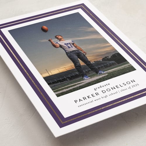 This is a grape graduation announcements with foil pressed by Jessica Williams called class tradition printing on recycled smooth signature in standard