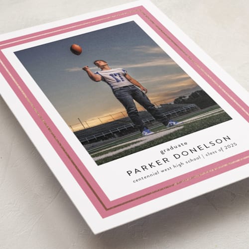 This is a bubblegum graduation announcements with foil pressed by Jessica Williams called class tradition printing on recycled smooth signature in standard