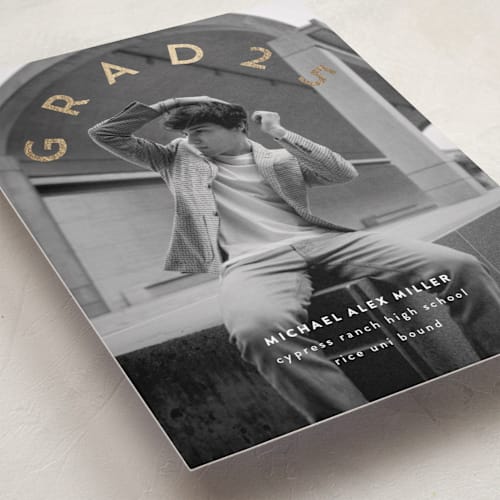 This is a cloud graduation announcements with foil pressed by Kristin Oliversen called classy arch grad printing on recycled smooth signature in standard