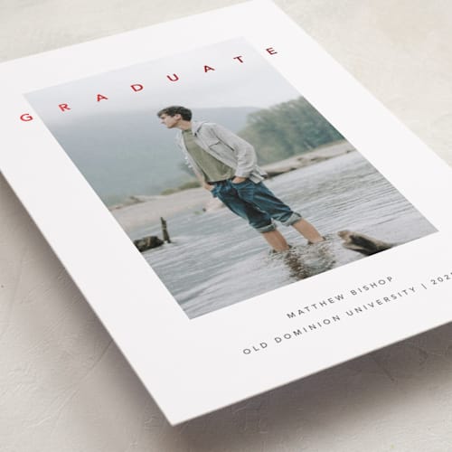 This is a smoke graduation announcements with foil pressed by Brandy Folse called streamlined printing on recycled smooth signature in standard