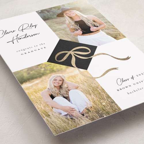 This is a noir graduation announcements with foil pressed by Paper Raven Co. called sweet grad cap printing on recycled smooth signature in standard