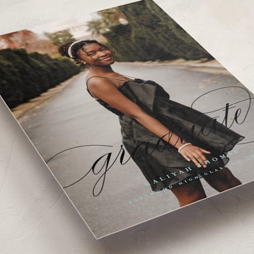 This is a modern graduation announcements with foil pressed by letterfix called sol printing on recycled smooth signature in standard