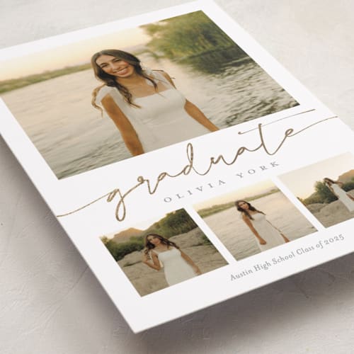 This is a snow graduation announcements with foil pressed by Sarah Curry called graduation gallery printing on recycled smooth signature in standard