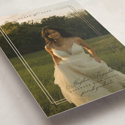 This is a ink graduation announcements with foil pressed by Ana de Sousa called minimalist elegance printing on recycled smooth signature in standard