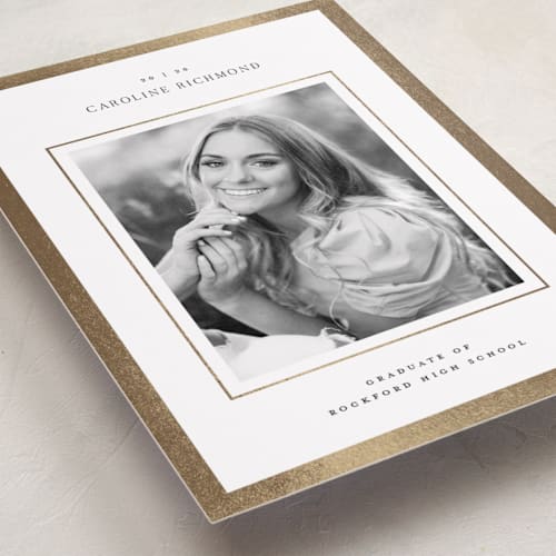 This is a opal graduation announcements with foil pressed by Pixel and Hank called caroline printing on recycled smooth signature in standard