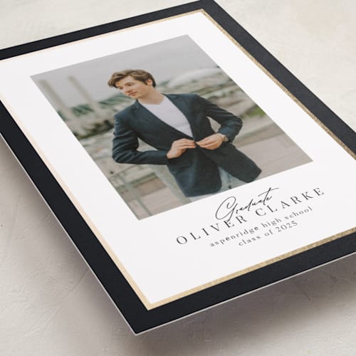 This is a midnight graduation announcements with foil pressed by Nicole Walsh called classic edge printing on recycled smooth signature in standard