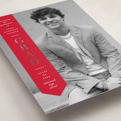 This is a ruby graduation announcements with foil pressed by Lauren Chism called classic sash printing on recycled smooth signature in standard