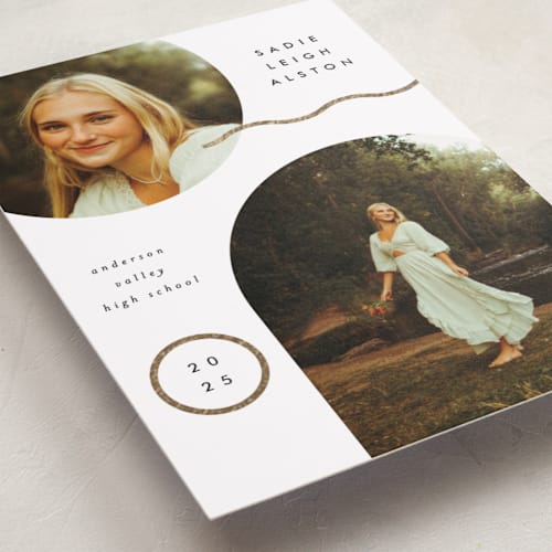 This is a snow graduation announcements with foil pressed by Everett Paper Goods called periodically printing on recycled smooth signature in standard