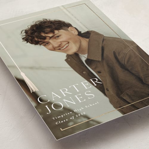 This is a salt graduation announcements with foil pressed by Stephanie Hawkes called classic tassel printing on recycled smooth signature in standard