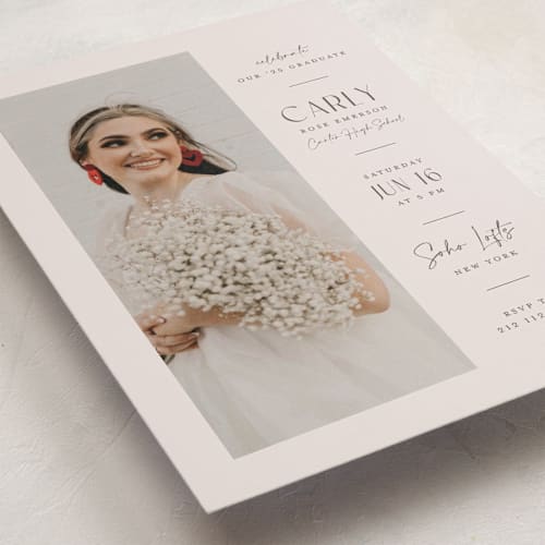 This is a elegant graduation invitations with standard by Orasie called let's celebrate printing on recycled smooth signature in standard