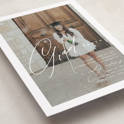 This is a paper graduation invitations with standard by Yuliya Evseeva called party time printing on recycled smooth signature in standard