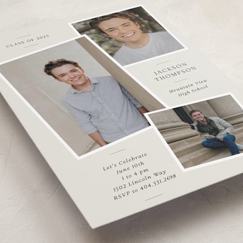 This is a creamery graduation invitations with standard by That Girl Press called a trio printing on recycled smooth signature in standard