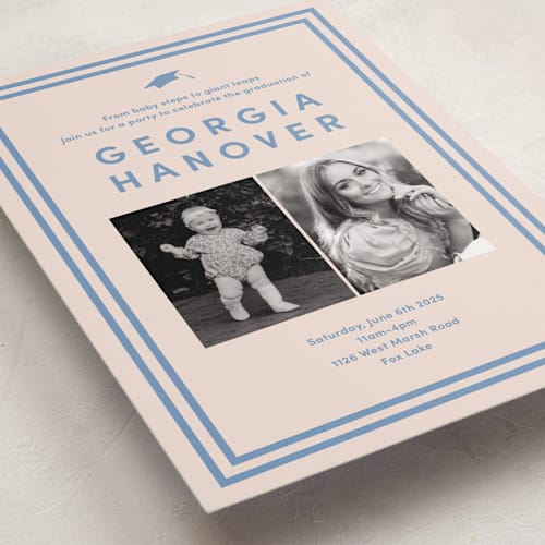 This is a country blue graduation invitations with standard by Inkblot Design called classically done printing on recycled smooth signature in standard