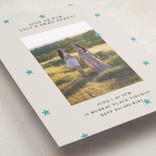This is a frost graduation invitations with standard by Kercia Jane called tiny star confetti printing on recycled smooth signature in standard