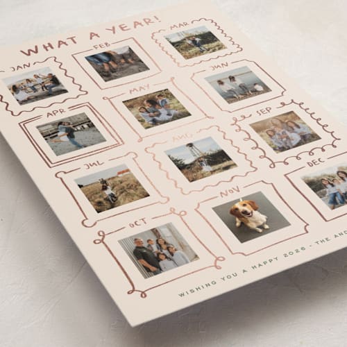 This is a pudding foil pressed holiday cards with foil pressed by Claudia Orengo called year gallery printing on recycled smooth signature in standard