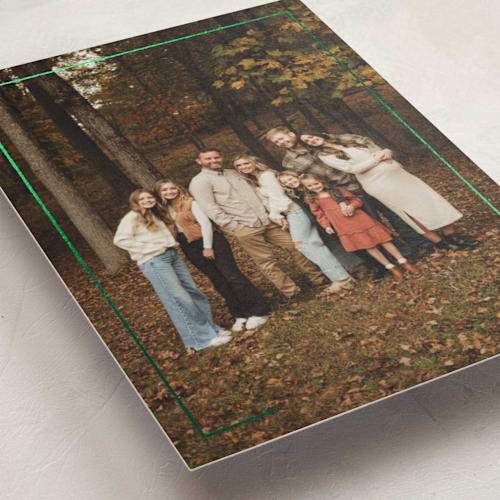 This is a pine needles foil pressed holiday cards with foil pressed by Adelyn T. called thin marker printing on recycled smooth signature in standard