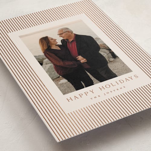 This is a gingerbread foil pressed holiday cards with foil pressed by Kristie Kern called the prep printing on recycled smooth signature in standard