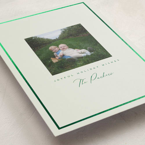 This is a peppermint foil pressed holiday cards with foil pressed by Angela Garrick called petit printing on recycled smooth signature in standard