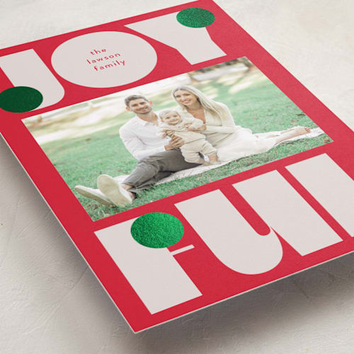This is a mistletoe foil pressed holiday cards with foil pressed by Lori Wemple called pop joy printing on recycled smooth signature in standard
