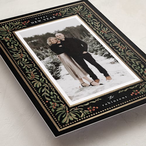 This is a ebony foil pressed holiday cards with foil pressed by Chris Griffith called special occasion printing on recycled smooth signature in standard