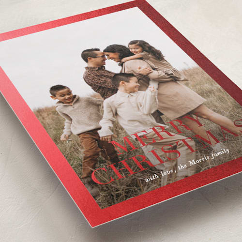 This is a cloud foil pressed holiday cards with foil pressed by Amy Kross called broad edge printing on recycled smooth signature in standard