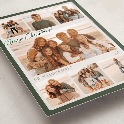 This is a pine foil pressed holiday cards with foil pressed by Robert and Stella called film collage printing on recycled smooth signature in standard