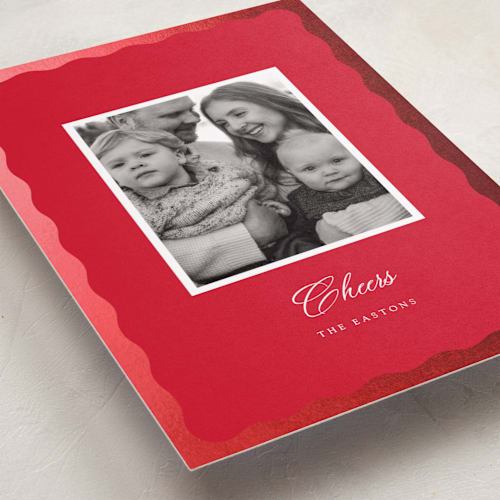 This is a cardinal foil pressed holiday cards with foil pressed by Baumbirdy called velvet printing on recycled smooth signature in standard