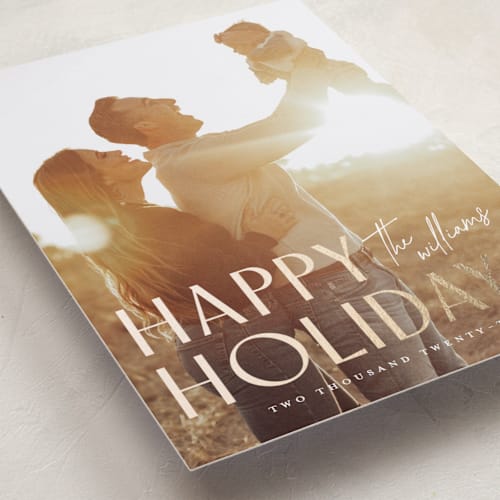 This is a twinkle lights foil pressed holiday cards with foil pressed by Wildfield Paper Co called deco printing on recycled smooth signature in standard