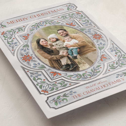 This is a cobblestone foil pressed holiday cards with foil pressed by Paper Sun Studio called gilded christmas printing on recycled smooth signature in standard