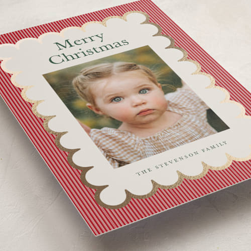 This is a cherry foil pressed holiday cards with foil pressed by Nicoletta Savod called charm printing on recycled smooth signature in standard