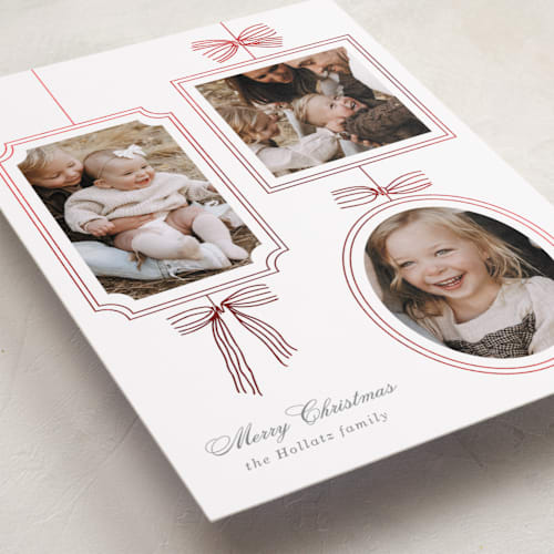 This is a snow foil pressed holiday cards with foil pressed by Baumbirdy called bows printing on recycled smooth signature in standard