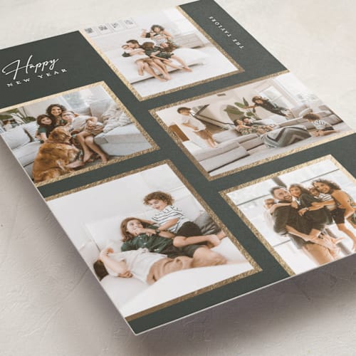 This is a pine foil pressed holiday cards with foil pressed by Michelle Taylor called gilded gallery printing on recycled smooth signature in standard