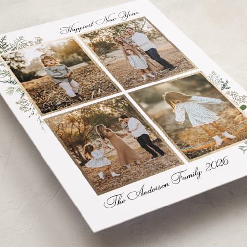 This is a snow foil pressed holiday cards with foil pressed by Susan Moyal called natural holiday printing on recycled smooth signature in standard