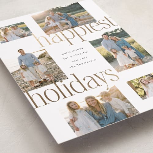 This is a polar bear foil pressed holiday cards with foil pressed by Ashlee Townsend called large holidays printing on recycled smooth signature in standard