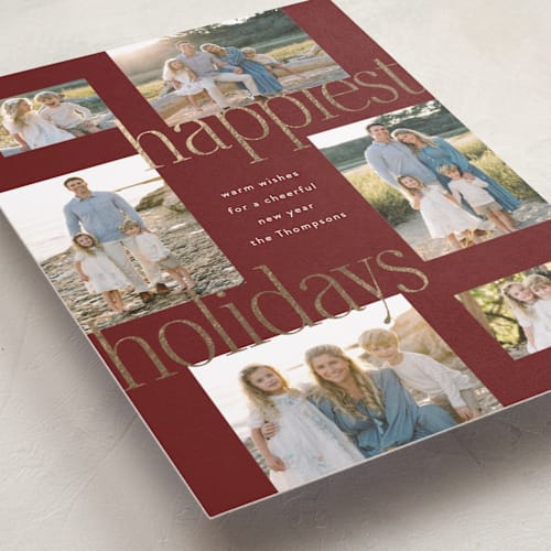 This is a mulled wine foil pressed holiday cards with foil pressed by Ashlee Townsend called large holidays printing on recycled smooth signature in standard