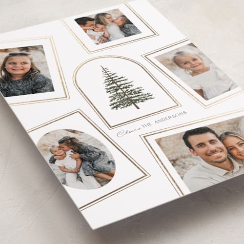 This is a snow foil pressed holiday cards with foil pressed by Baumbirdy called photo album printing on recycled smooth signature in standard