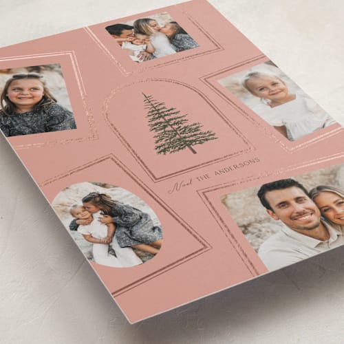This is a blush foil pressed holiday cards with foil pressed by Baumbirdy called photo album printing on recycled smooth signature in standard