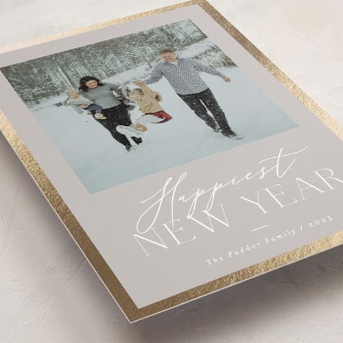 This is a fog foil pressed holiday cards with foil pressed by Carolyn Nicks called delicate frame printing on recycled smooth signature in standard