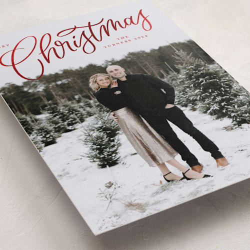 This is a holly berry foil pressed holiday cards with foil pressed by Erin German called picture perfect printing on recycled smooth signature in standard