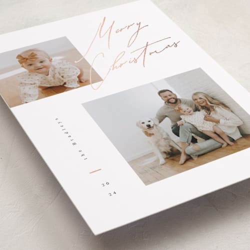This is a starlight foil pressed holiday cards with foil pressed by Orasie called stylish duo printing on recycled smooth signature in standard