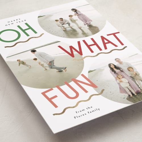 This is a candy cane foil pressed holiday cards with foil pressed by Everett Paper Goods called fun redux printing on recycled smooth signature in standard