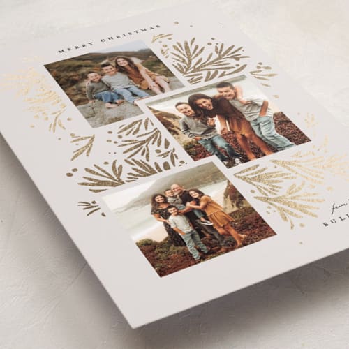This is a fog foil pressed holiday cards with foil pressed by Julie Murray called foil branches printing on recycled smooth signature in standard
